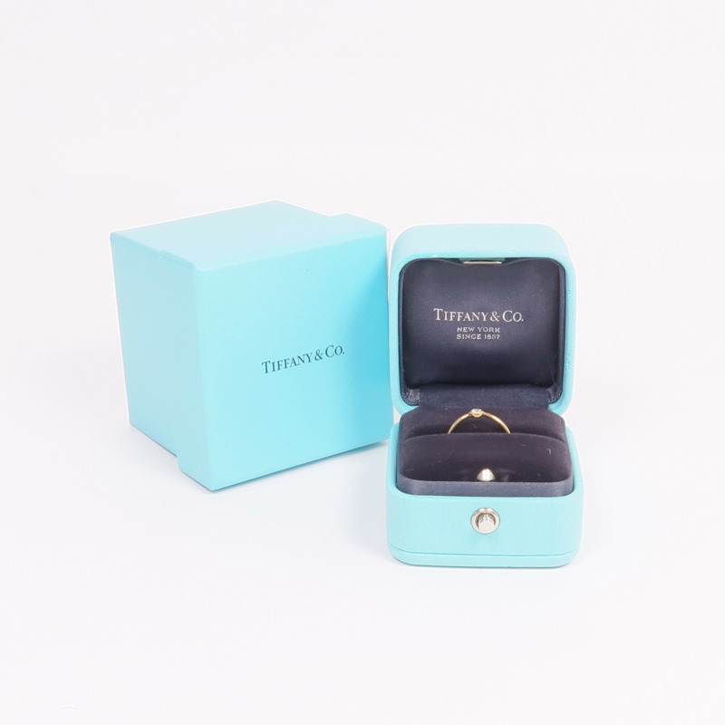 TIFFANY&CO 18K黃金Wave Single-Row Diamond Ring鑽石戒指US#4.25-7