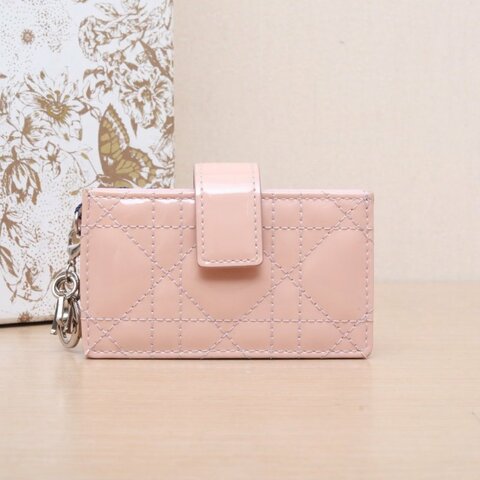 DIOR 粉色漆皮銀扣2018卡包肩背包