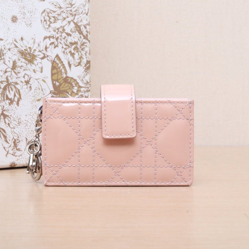 DIOR 粉色漆皮銀扣2018卡包肩背包-0