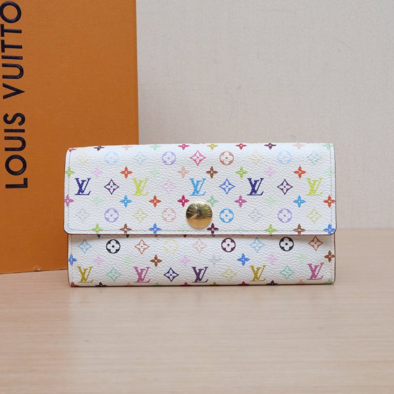 LOUIS VUITTON 中古長款錢包白三彩PVC2011肩背包-0