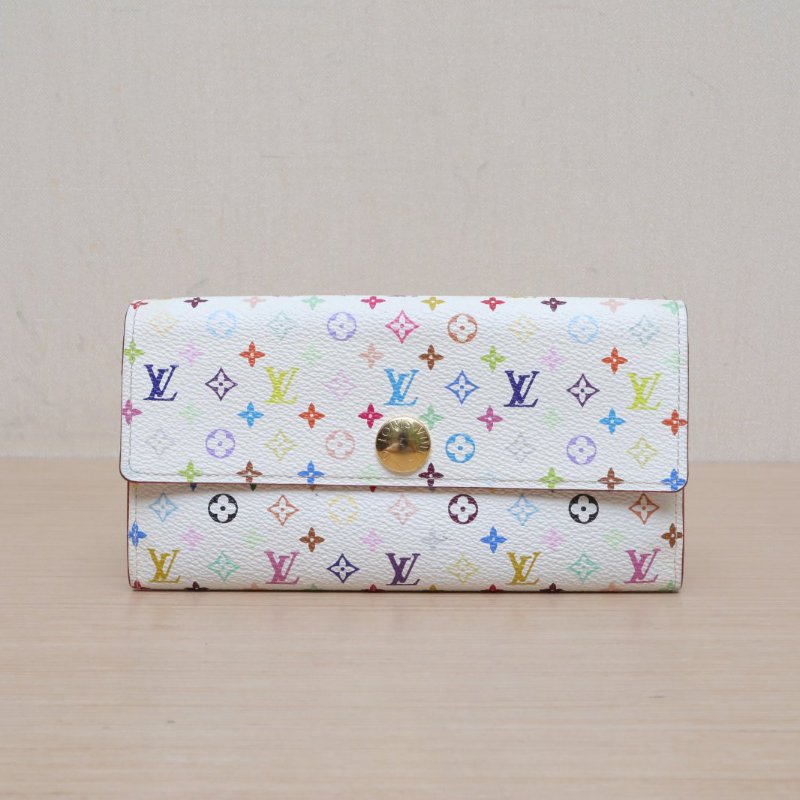LOUIS VUITTON 中古長款錢包白三彩PVC2011肩背包-1