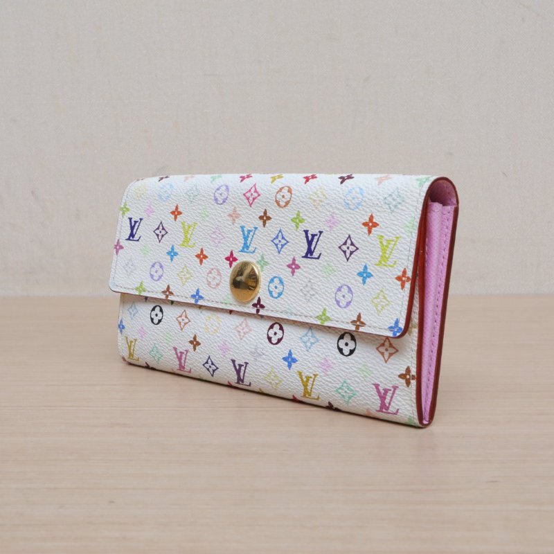 LOUIS VUITTON 中古長款錢包白三彩PVC2011肩背包-3