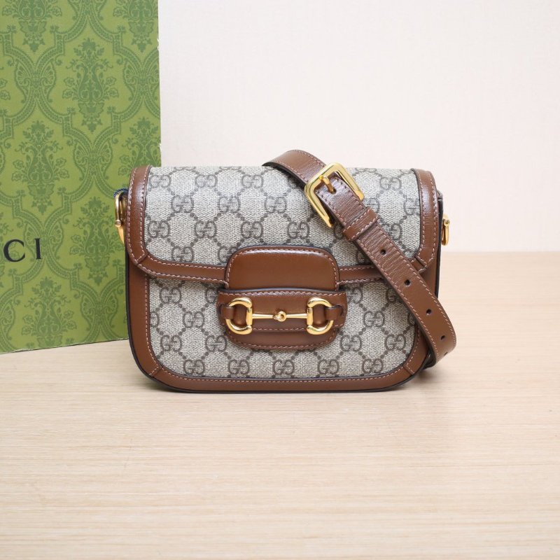GUCCI Horsebit馬銜扣1955馬鞍包Mini20.5可拆卸雙肩帶烏木色PVC金扣帆布肩背包-0