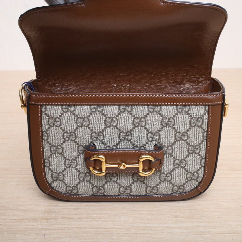 GUCCI Horsebit馬銜扣1955馬鞍包Mini20.5可拆卸雙肩帶烏木色PVC金扣帆布肩背包-3