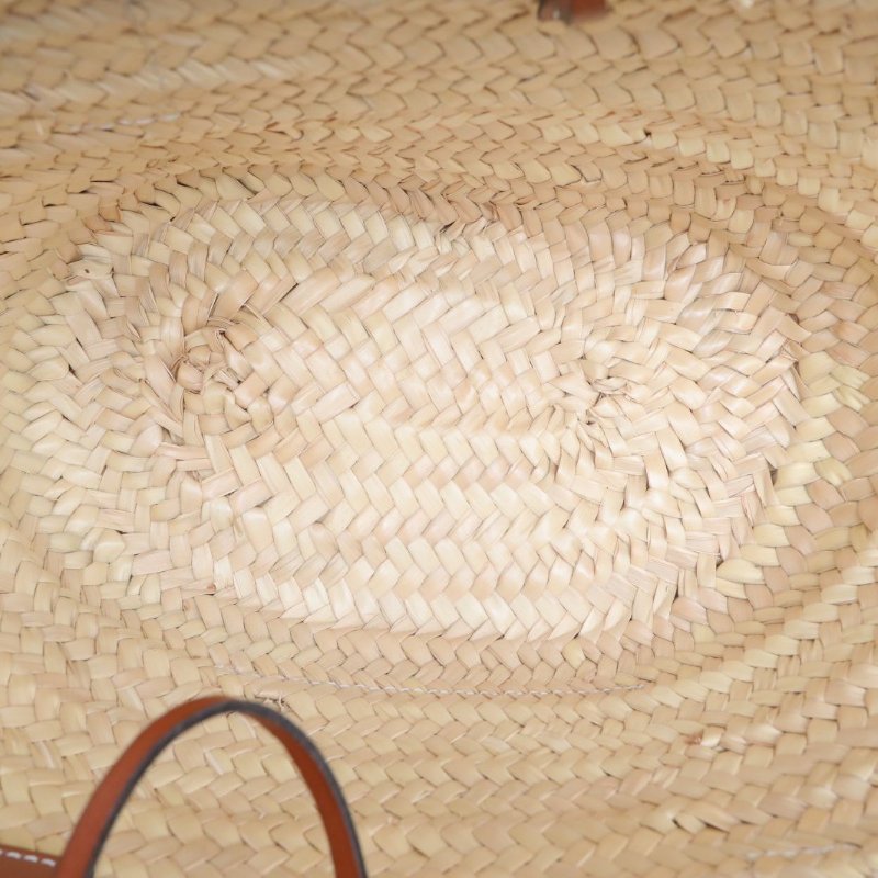 LOEWE 棕色草編羅意威皮標LOGO包肩背包-2