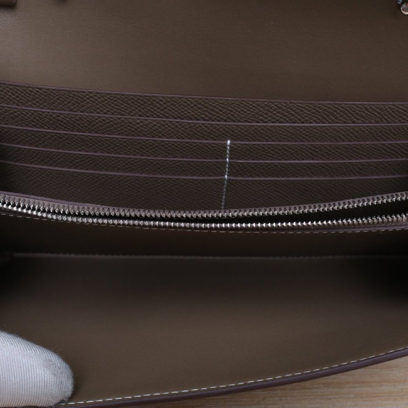 HERMES Constance康康LONGTOGO肩帶長款錢包18大象灰Epsom皮K2025銀扣肩背包-3