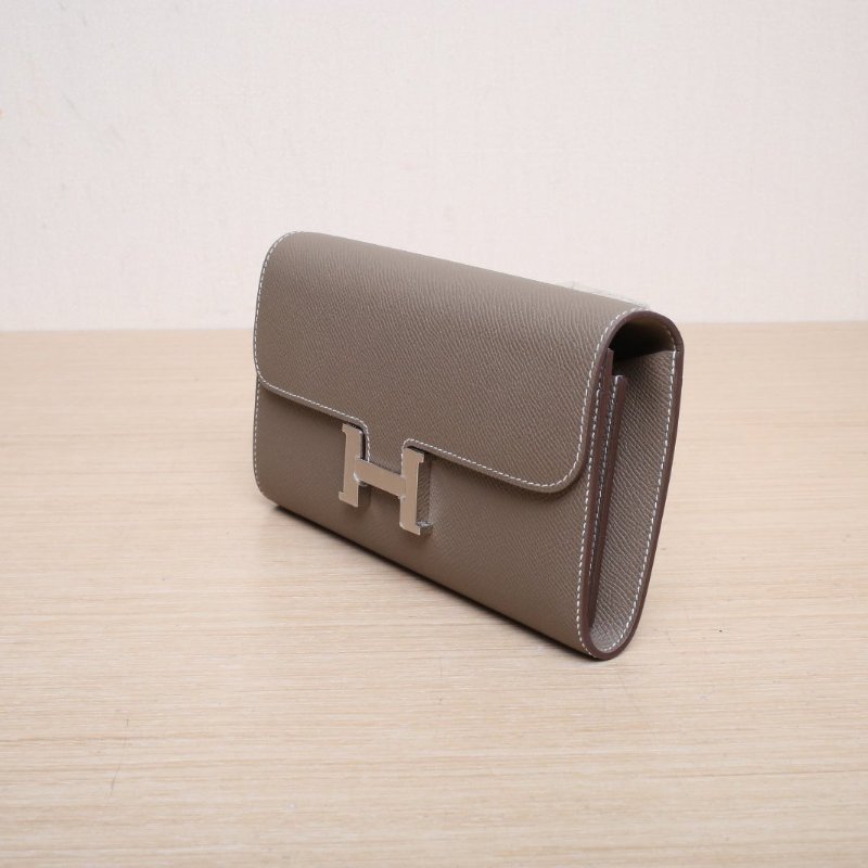 HERMES Constance康康LONGTOGO肩帶長款錢包18大象灰Epsom皮K2025銀扣肩背包-4