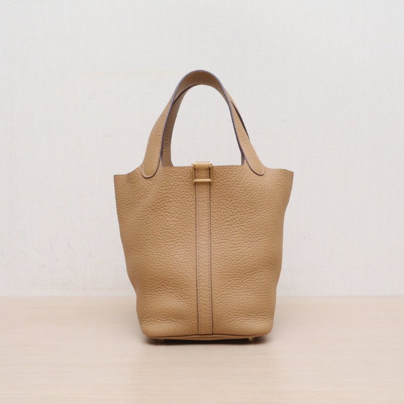 HERMES Picotin菜籃子184B新餅乾色TC皮Z刻金扣肩背包-1