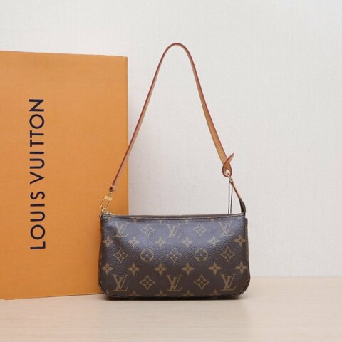 LOUIS VUITTON PochetteAccessoires大麻將包老花PVC金扣晶片肩背包