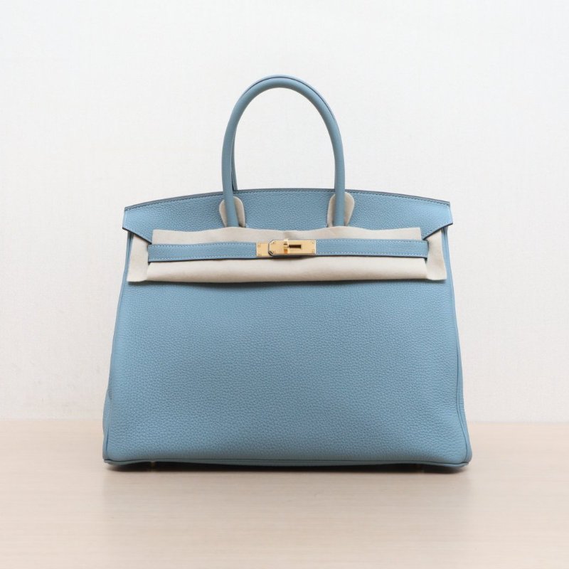 HERMES 7G天青色Togo皮Y刻金扣Birkin35肩背包-1