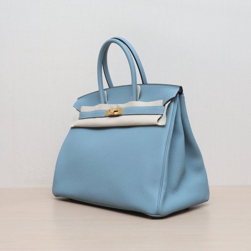 HERMES 7G天青色Togo皮Y刻金扣Birkin35肩背包-3