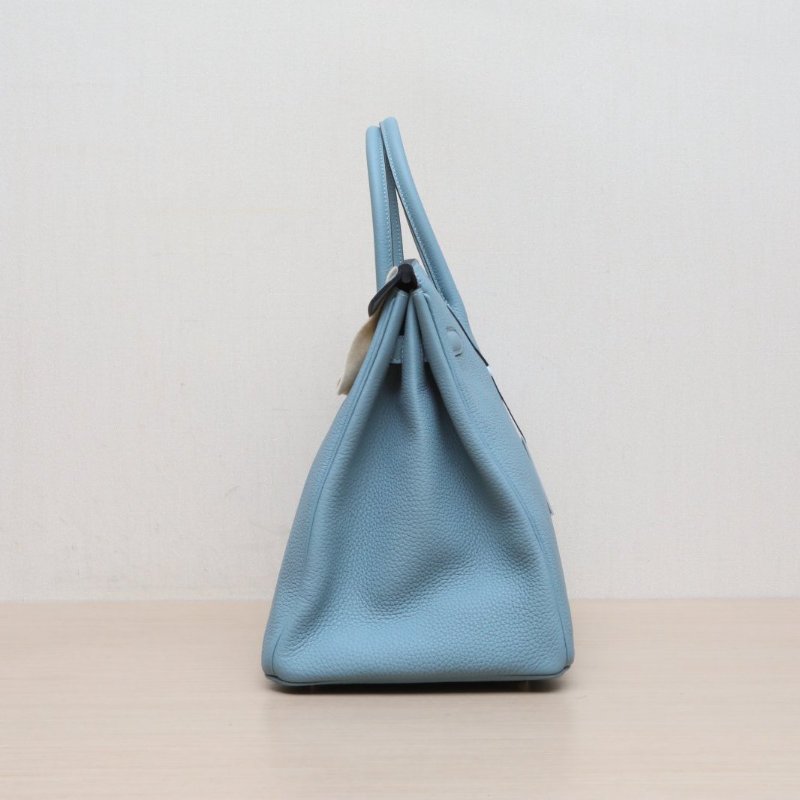 HERMES 7G天青色Togo皮Y刻金扣Birkin35肩背包-4
