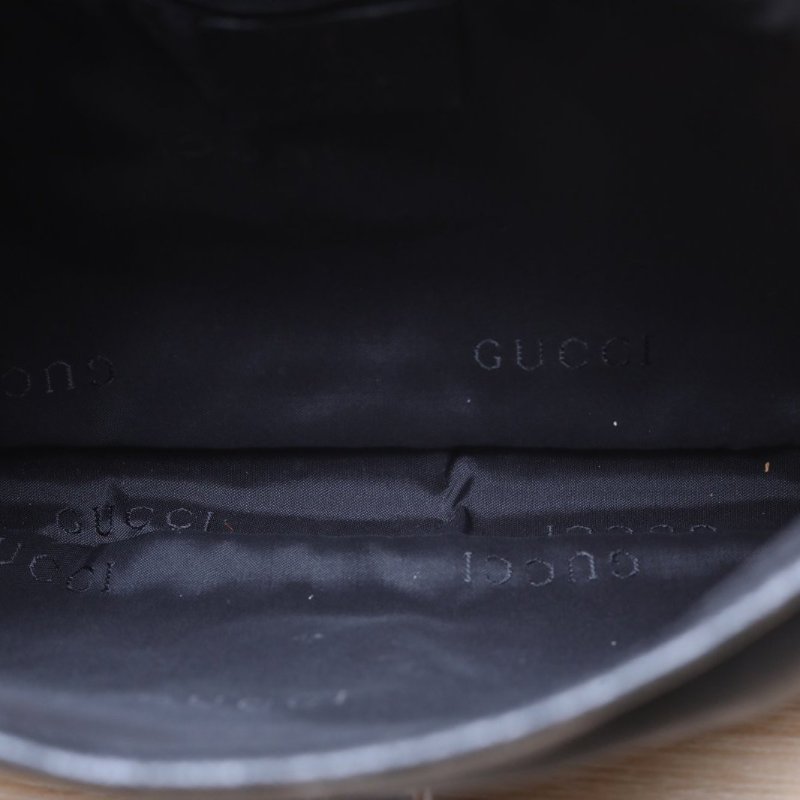 GUCCI 黑色牛皮帆布銀扣中古腋下hobo包/肩背包-2