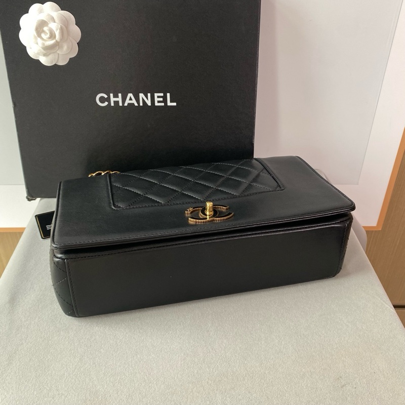 ✨Chanel 牛皮黑金琺瑯 cf 有保卡 可斜背🖤-7