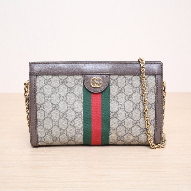 GUCCI Ophidia夾子包小號26老花PVC金扣肩背包-1