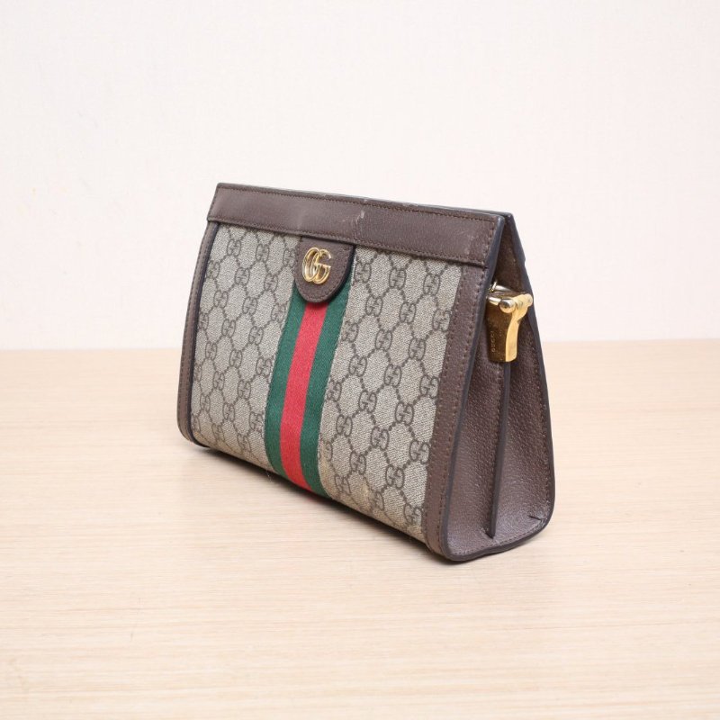 GUCCI Ophidia夾子包小號26老花PVC金扣肩背包-3