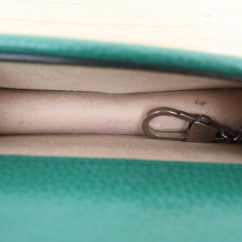 GUCCI Dionysus酒神超Mini16.5翡翠綠牛皮鑽扣肩背包-2