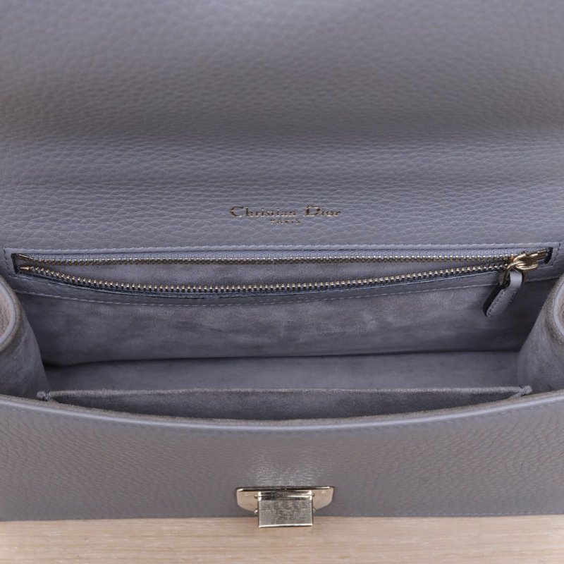 DIOR Diorama盾牌包中號25灰色牛皮金扣2017鉚釘飾面肩背包-2