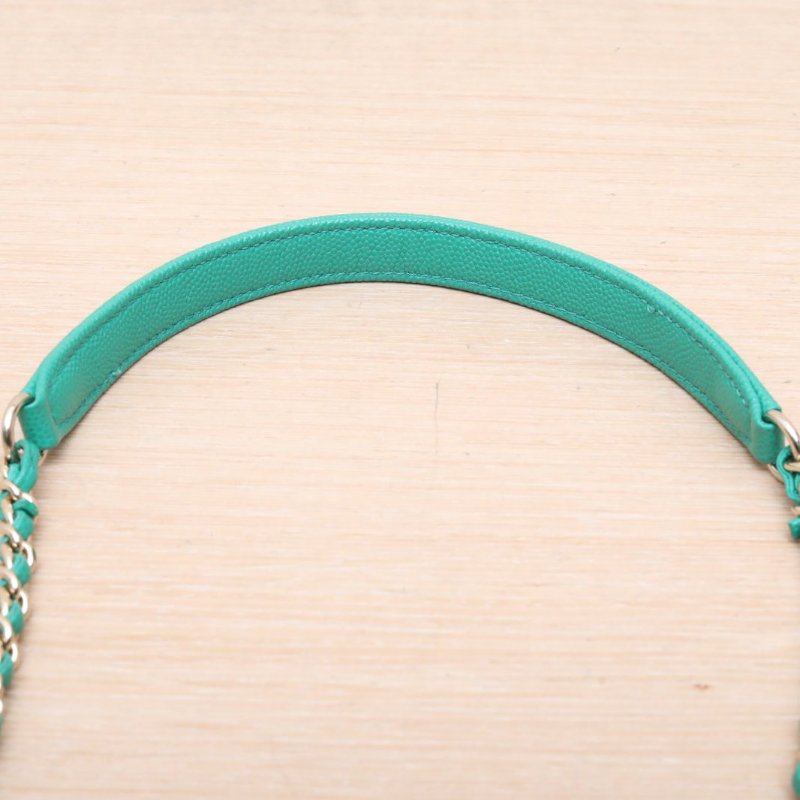 CHANEL CocoHandle小號2430開綠色荔枝牛皮金扣肩背包-2