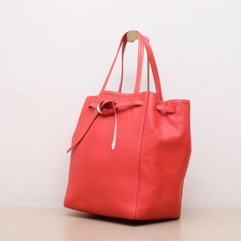 CELINE 紅色荔枝牛皮無手提豎版托特包大號30*34肩背包-3
