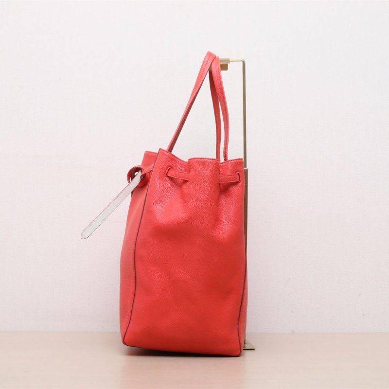 CELINE 紅色荔枝牛皮無手提豎版托特包大號30*34肩背包-4