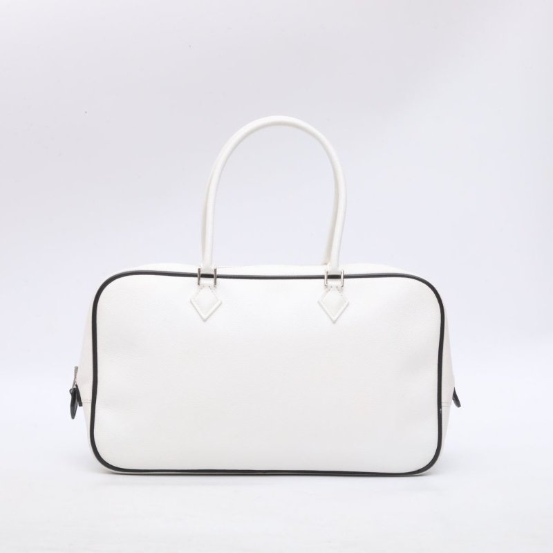 HERMES 01白色Epsom皮框J銀扣愛馬仕hermesPlume28白色手提包肩背包-1