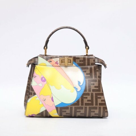FENDI 老花PVCFENDI芬迪小號Peekaboo小貓包，尺寸:22.5*18*12肩背包
