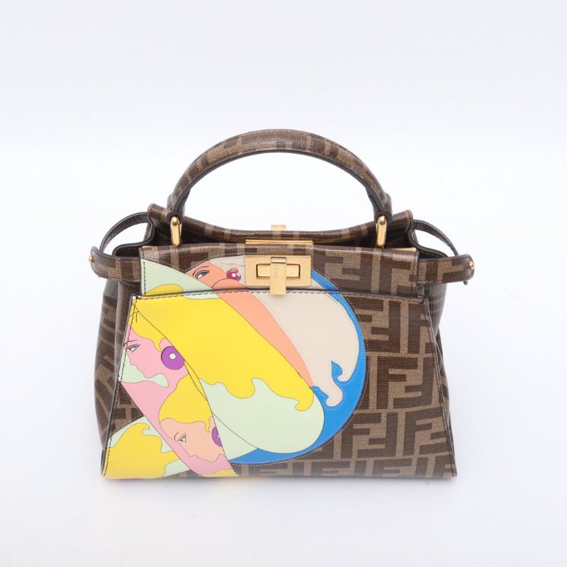 FENDI 老花PVCFENDI芬迪小號Peekaboo小貓包,尺寸:22.5*18*12肩背包-4