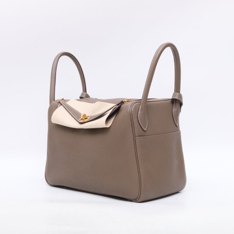 HERMES 18大象灰TC皮D刻金扣愛馬仕hermeslindy30肩背包-2