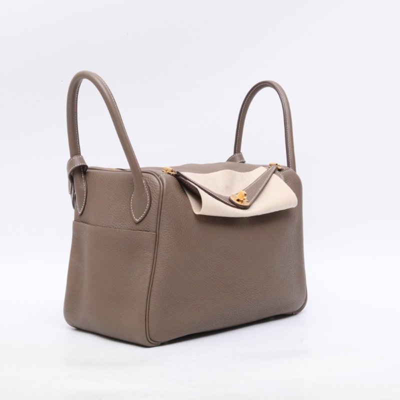 HERMES 18大象灰TC皮D刻金扣愛馬仕hermeslindy30肩背包-3