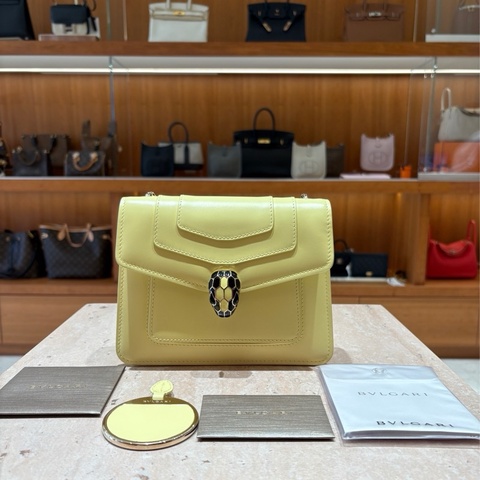 BVLGARI Serpenti Forever 寶格麗 小牛皮琺瑯蛇頭包 20cm