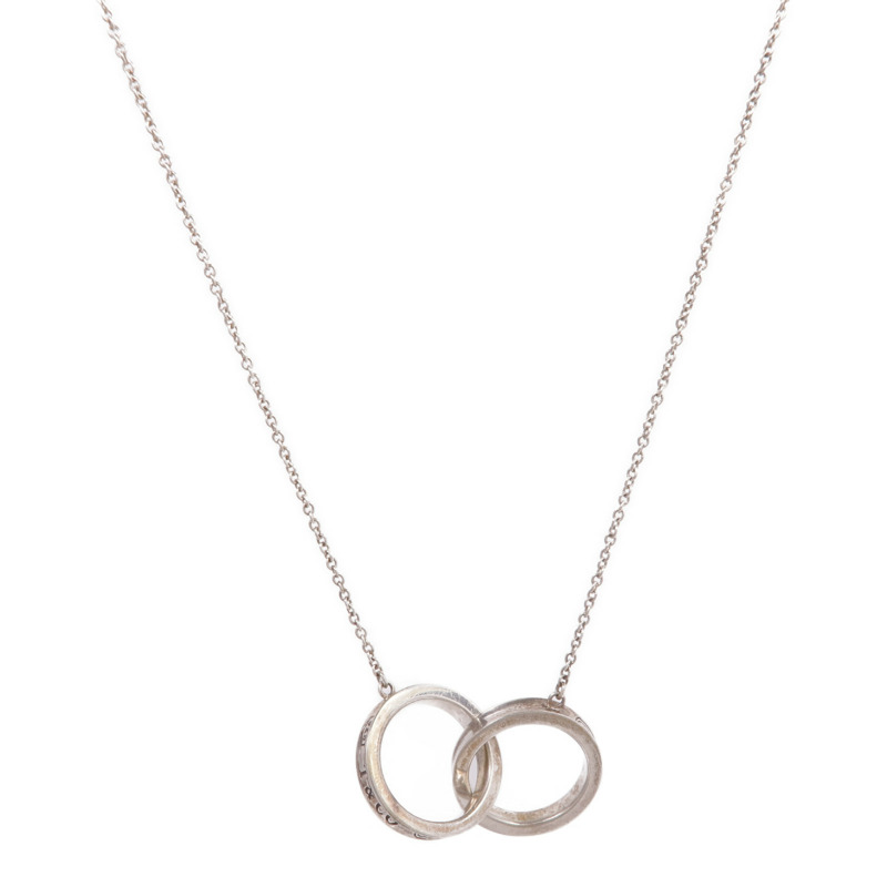 TIFFANY&CO 925純銀Interlock Circle Pendant Necklace項鍊-0