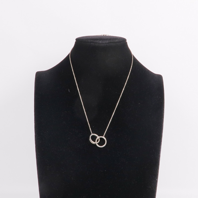 TIFFANY&CO 925純銀Interlock Circle Pendant Necklace項鍊-10