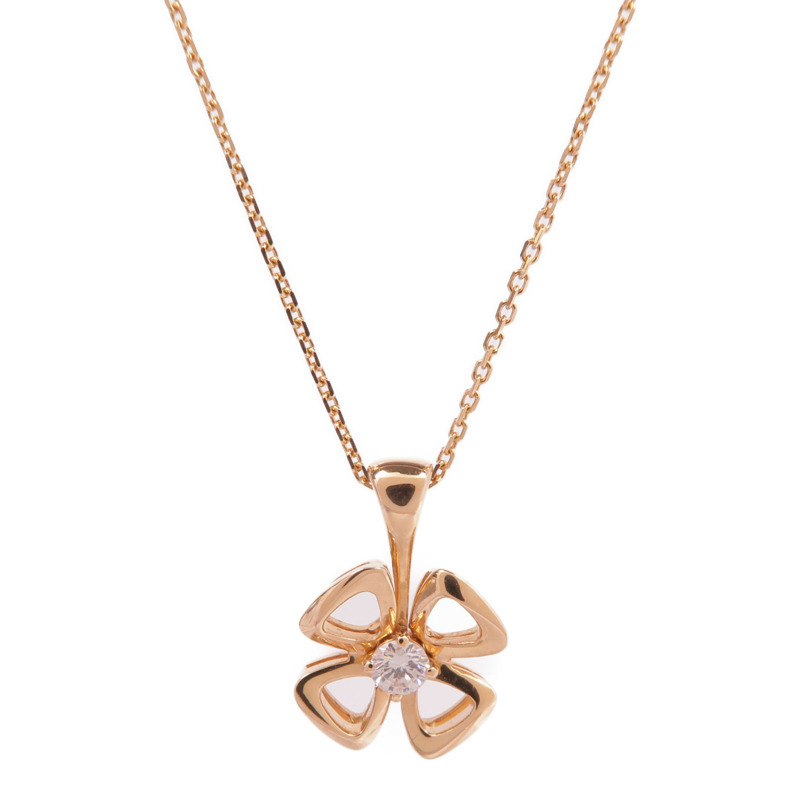 BVLGARI 18K玫瑰金Fiorever Diamond Necklace鑽石項鍊-2
