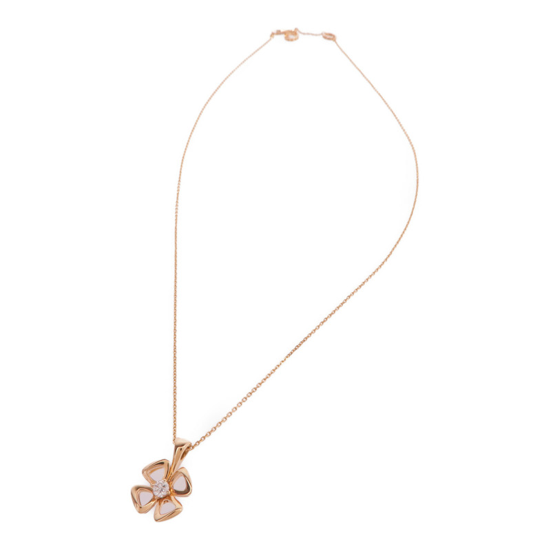 BVLGARI 18K玫瑰金Fiorever Diamond Necklace鑽石項鍊-3