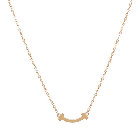 TIFFANY＆CO 18K玫瑰金T Smile Necklace項鍊