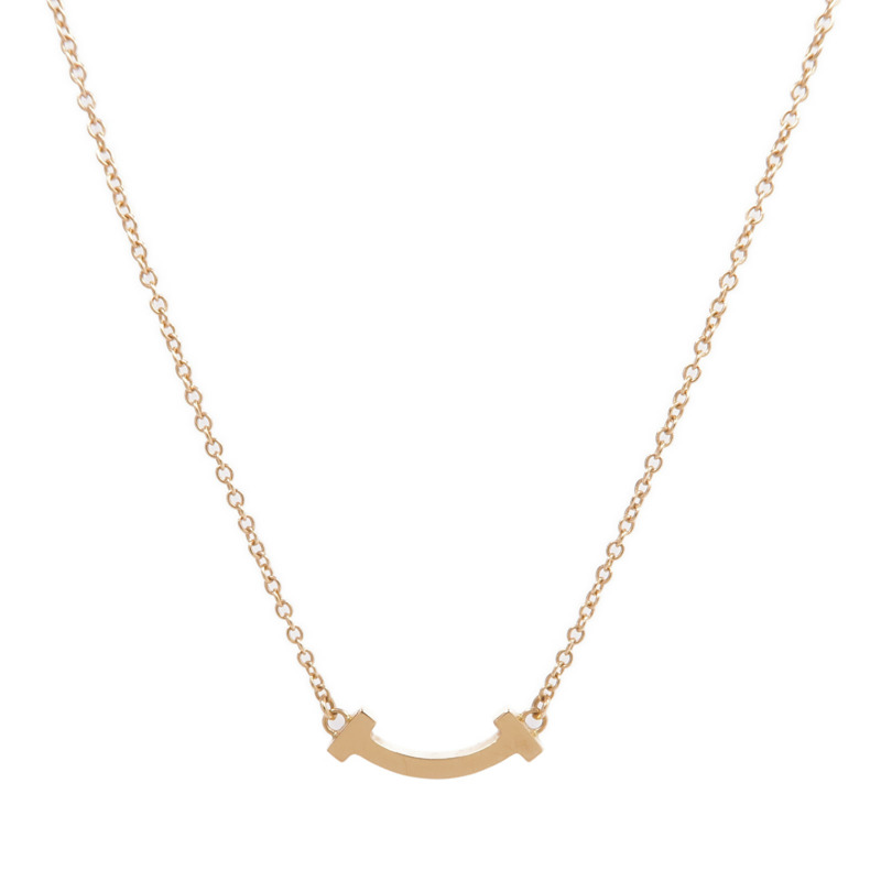 TIFFANY&CO 18K玫瑰金T Smile Necklace項鍊-1