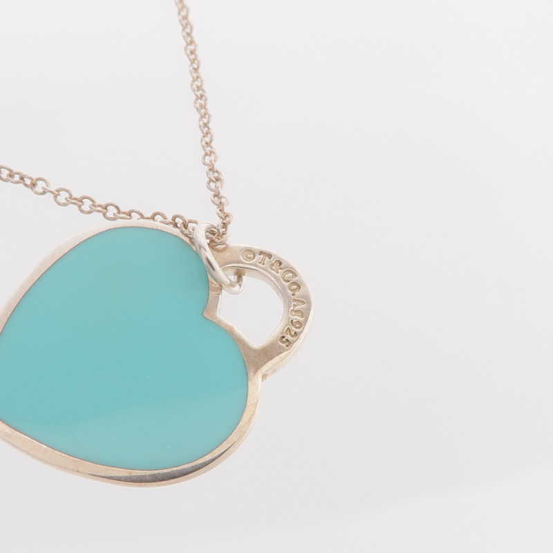 TIFFANY&CO 925純銀Return To Tiffany Blue Double Heart Tag Pendant項鍊-10