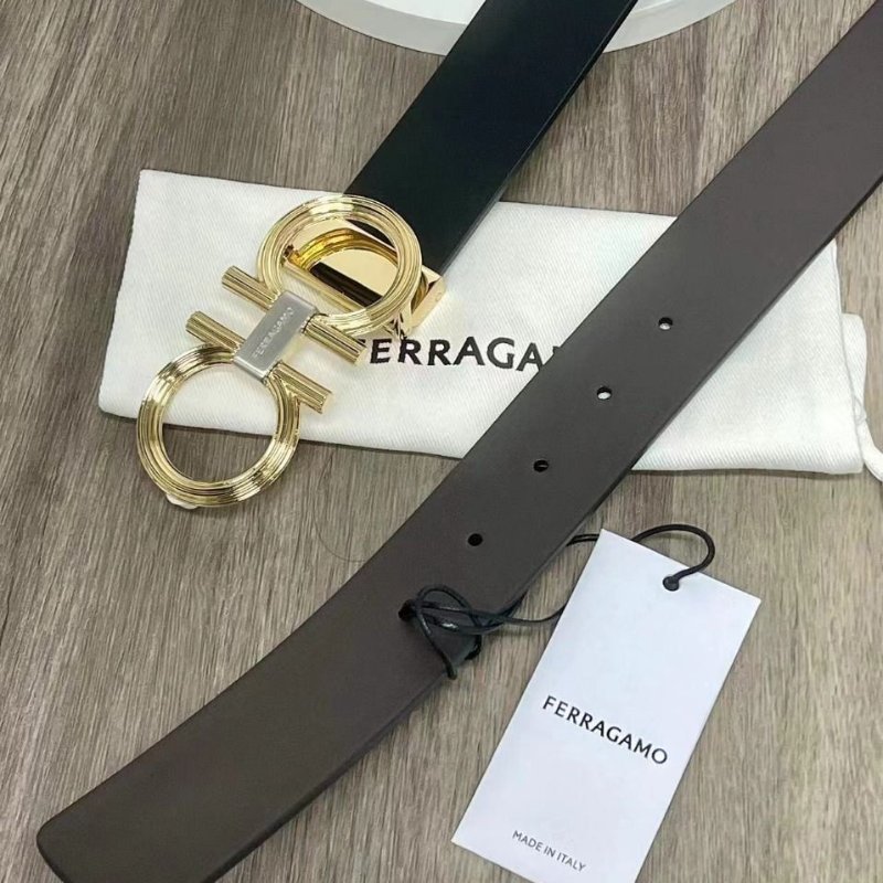 Salvatore Ferragamo Reversible And Adjustable Gancini Belt for Men in Black/Brown - 670264-764848-Black-3