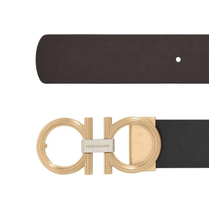 Salvatore Ferragamo Reversible And Adjustable Gancini Belt for Men in Black/Brown - 670264-764848-Black-4