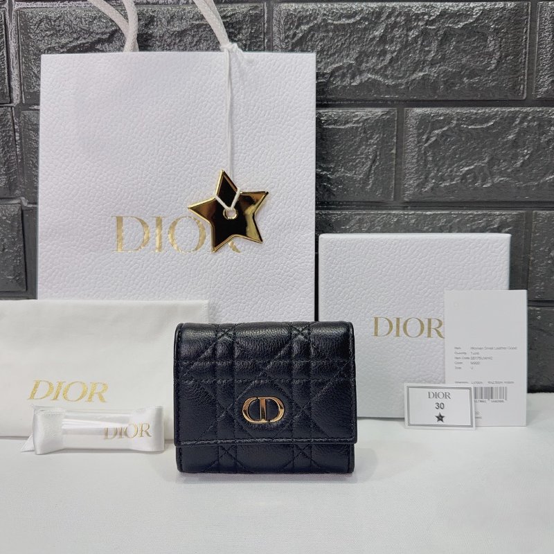 DIOR CARO藤格紋三折短夾-0