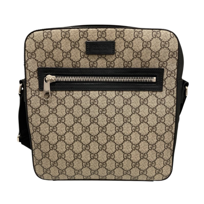 GUCCI 古馳 473878 黑GG老花 郵差側背包 杏色-0