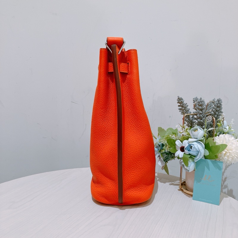 TK1889 Hermes 愛馬仕 凱莉扣帶 單肩 斜挎 So Kelly 22cm Togo Orange X PHW-2
