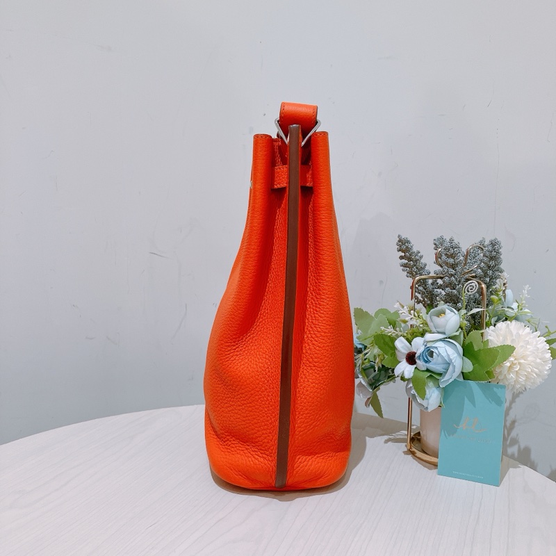 TK1889 Hermes 愛馬仕 凱莉扣帶 單肩 斜挎 So Kelly 22cm Togo Orange X PHW-3