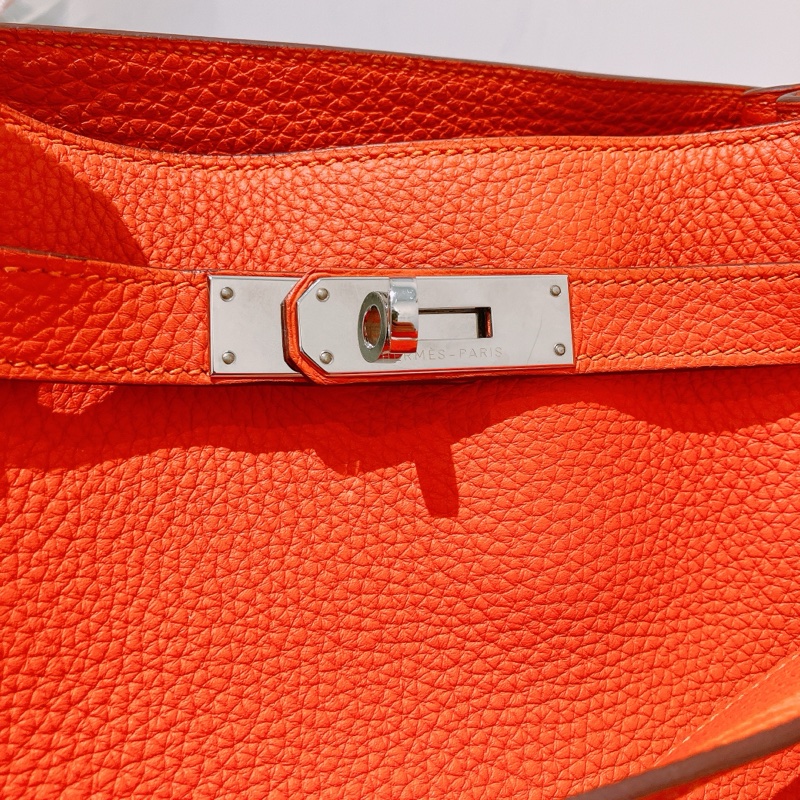 TK1889 Hermes 愛馬仕 凱莉扣帶 單肩 斜挎 So Kelly 22cm Togo Orange X PHW-11