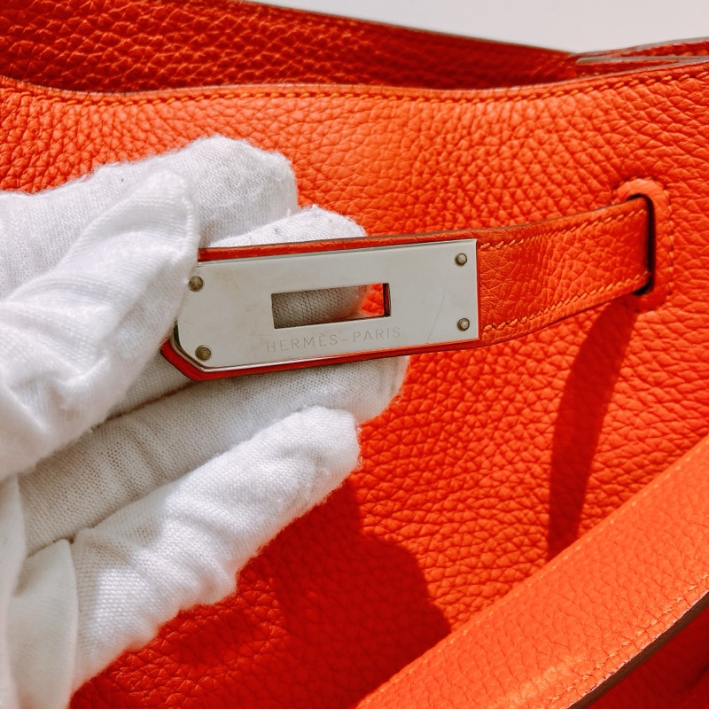 TK1889 Hermes 愛馬仕 凱莉扣帶 單肩 斜挎 So Kelly 22cm Togo Orange X PHW-14