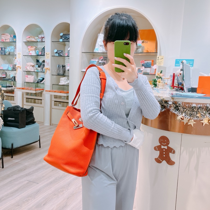 TK1889 Hermes 愛馬仕 凱莉扣帶 單肩 斜挎 So Kelly 22cm Togo Orange X PHW-18