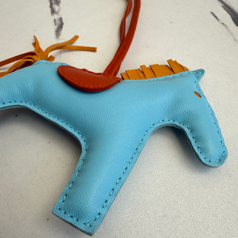 Hermes超可愛藍色大馬吊飾-5