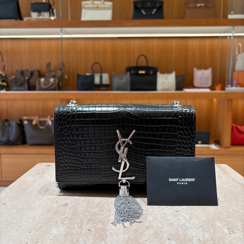 YSL Kate 牛皮鱷魚壓紋 鏈條單肩包