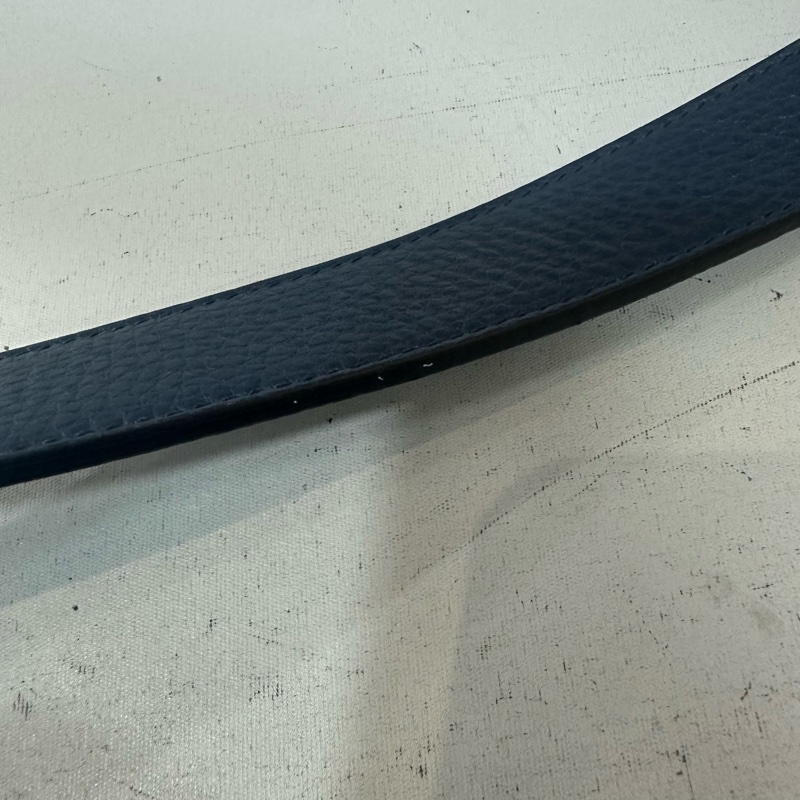 Gucci 643847 藍黑色雙面銀釦皮帶 90/36-12